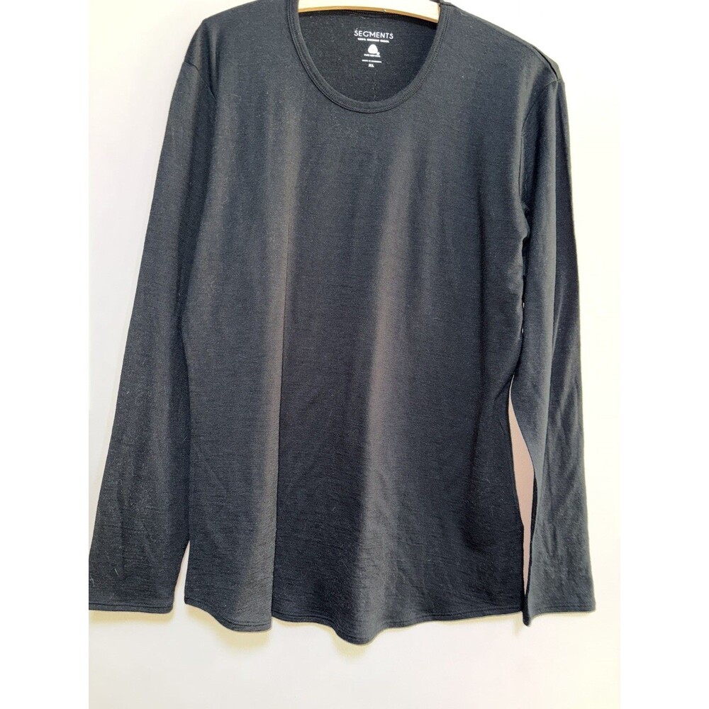 Segments 100% Merino Wool Women's Long Sleeve Base Layer Top Tee Black Size XL